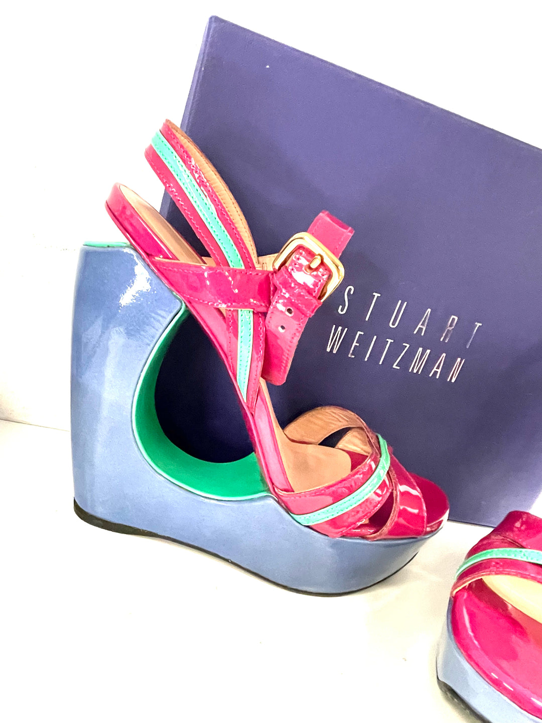 Shoe Size 8.5 Stuart Weitzman Multi-Color PATENT Luxury - Sandals