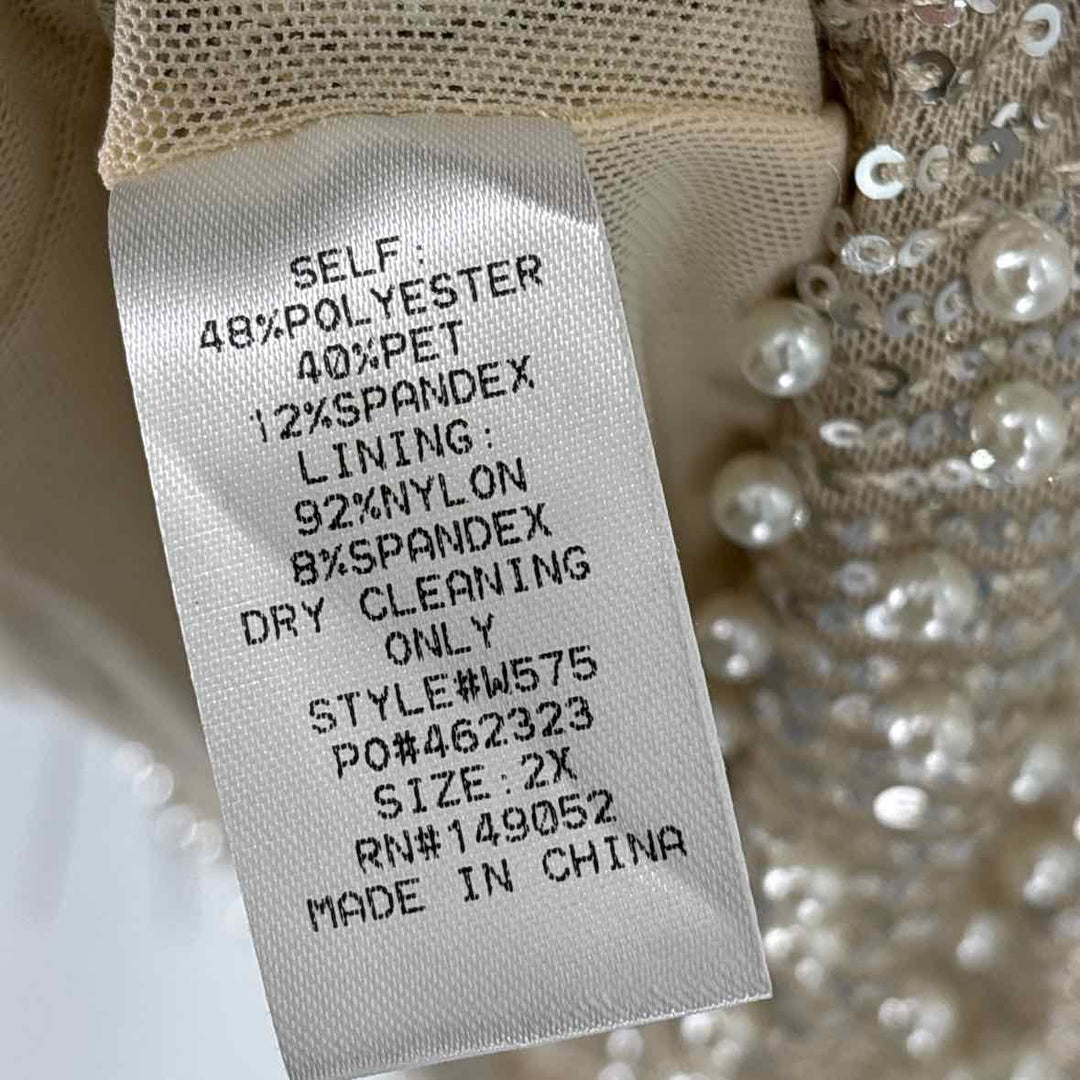 Size 2X Champagne Sequined Dress