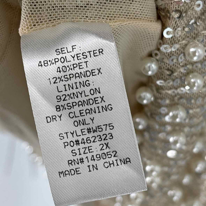 Size 2X Champagne Sequined Dress