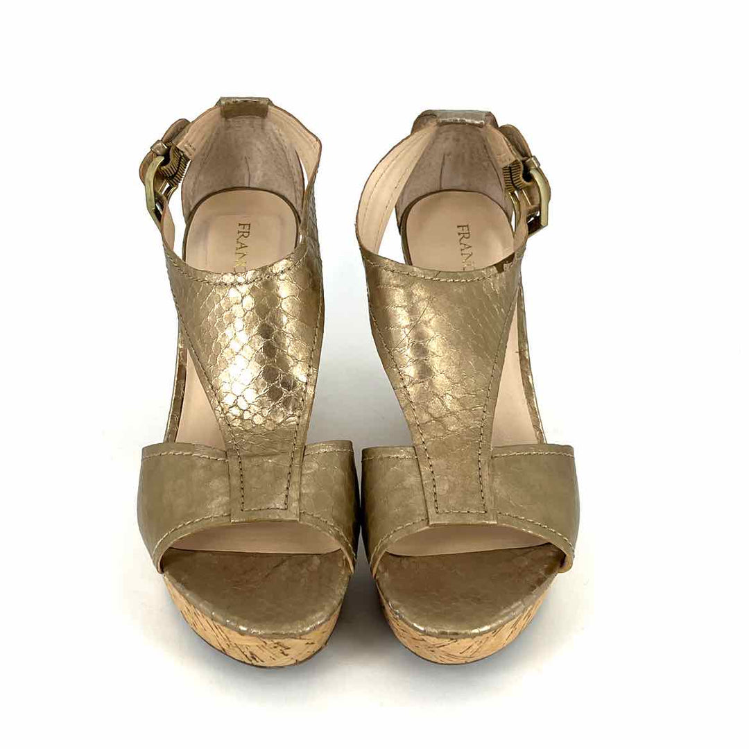 Shoe Size 9.5 FRANCO SARTO Gold Leather Wedge