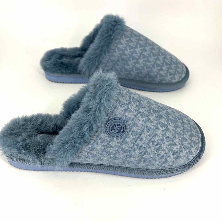 Michael Kors Blue Faux Fur Slippers