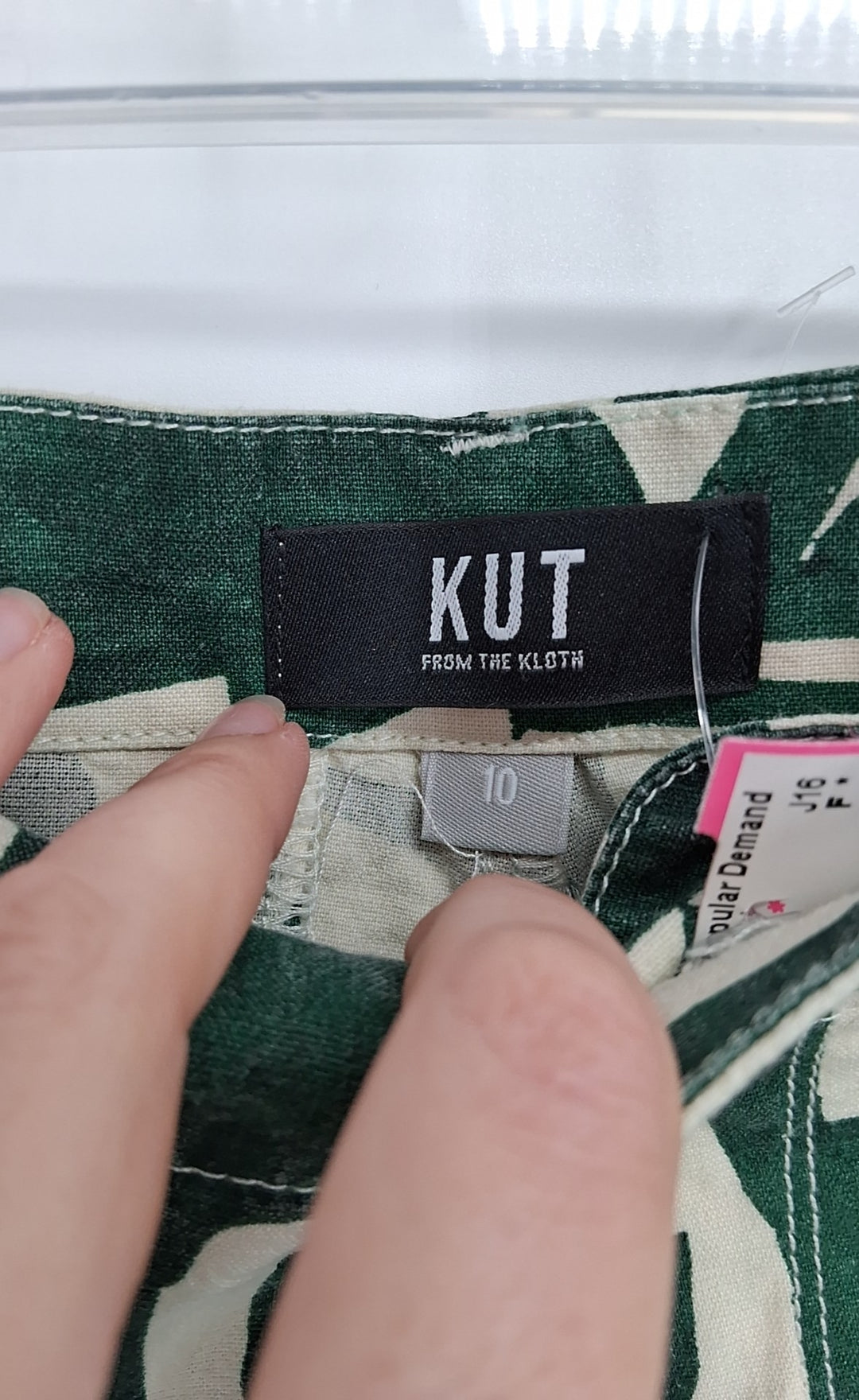 Size 10 KUT Green Print Pants