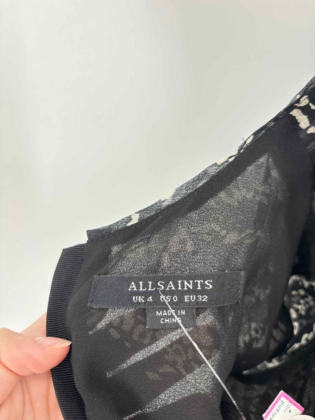 Size 0 ALLSAINTS Black Print Dress