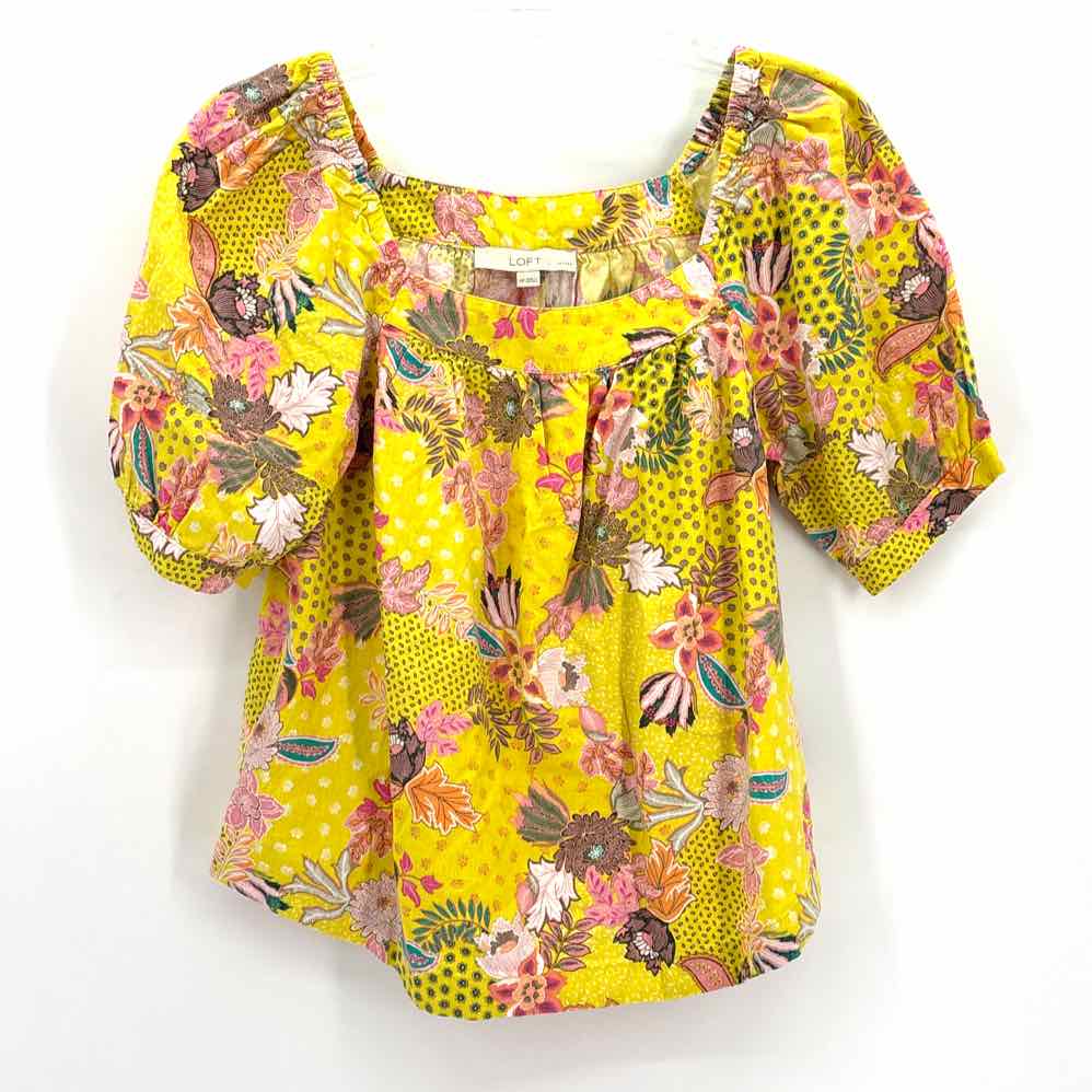 Size M LOFT Yellow Print Shirt