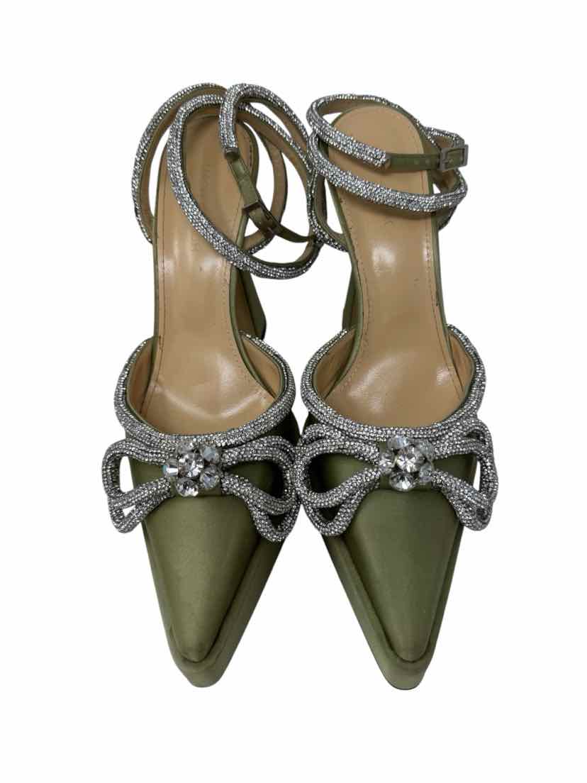 Shoe Size 40 Green Sateen Luxury - Pumps