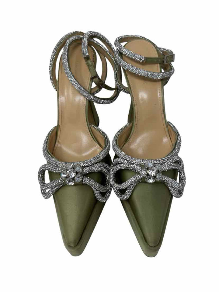 Shoe Size 40 Green Sateen Luxury - Pumps