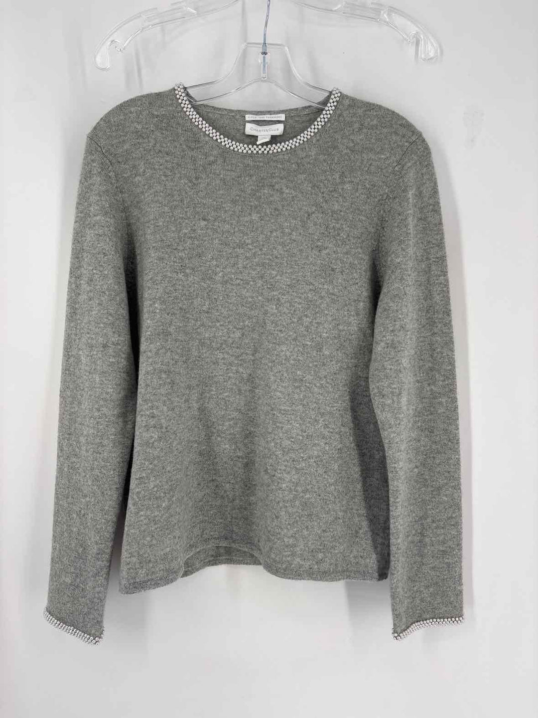 Size L CHARTER CLUB Gray Cashmere Sweater