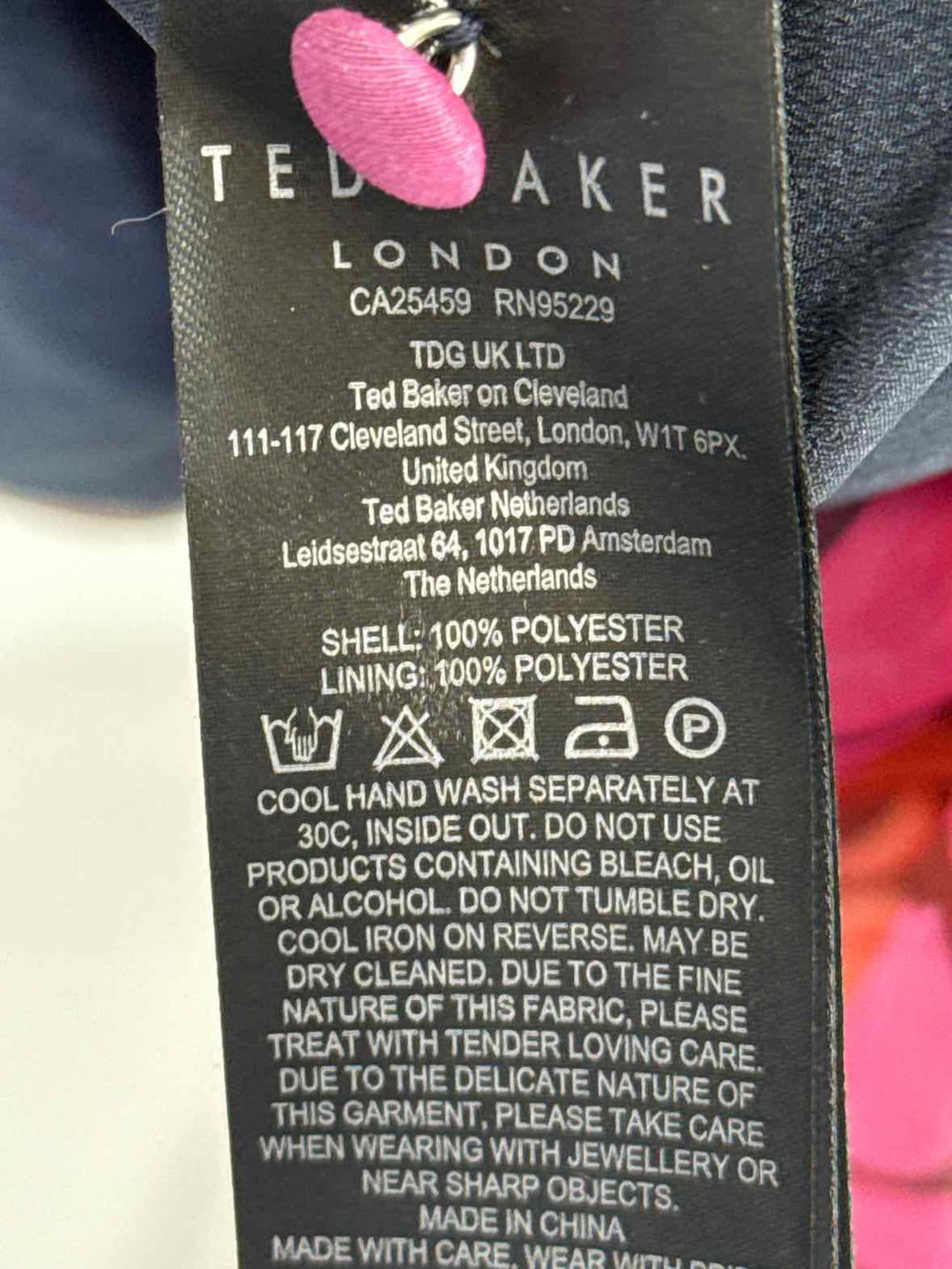 Size 2 TED BAKER Navy Print Dress