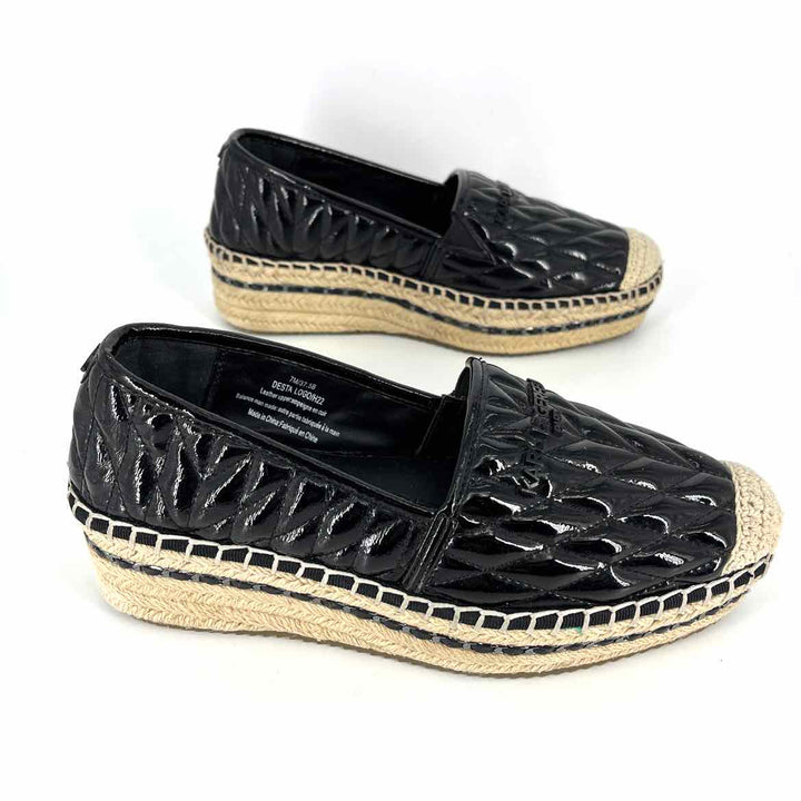 Shoe Size 7 KARL LAGERFELD Black Leather Quilted Flats