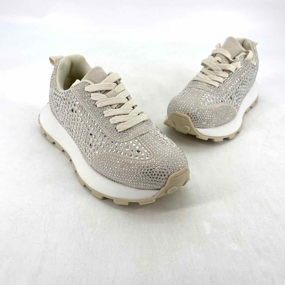 Shoe Size 9 AZALEA WANG Beige Rhinestone Sneakers