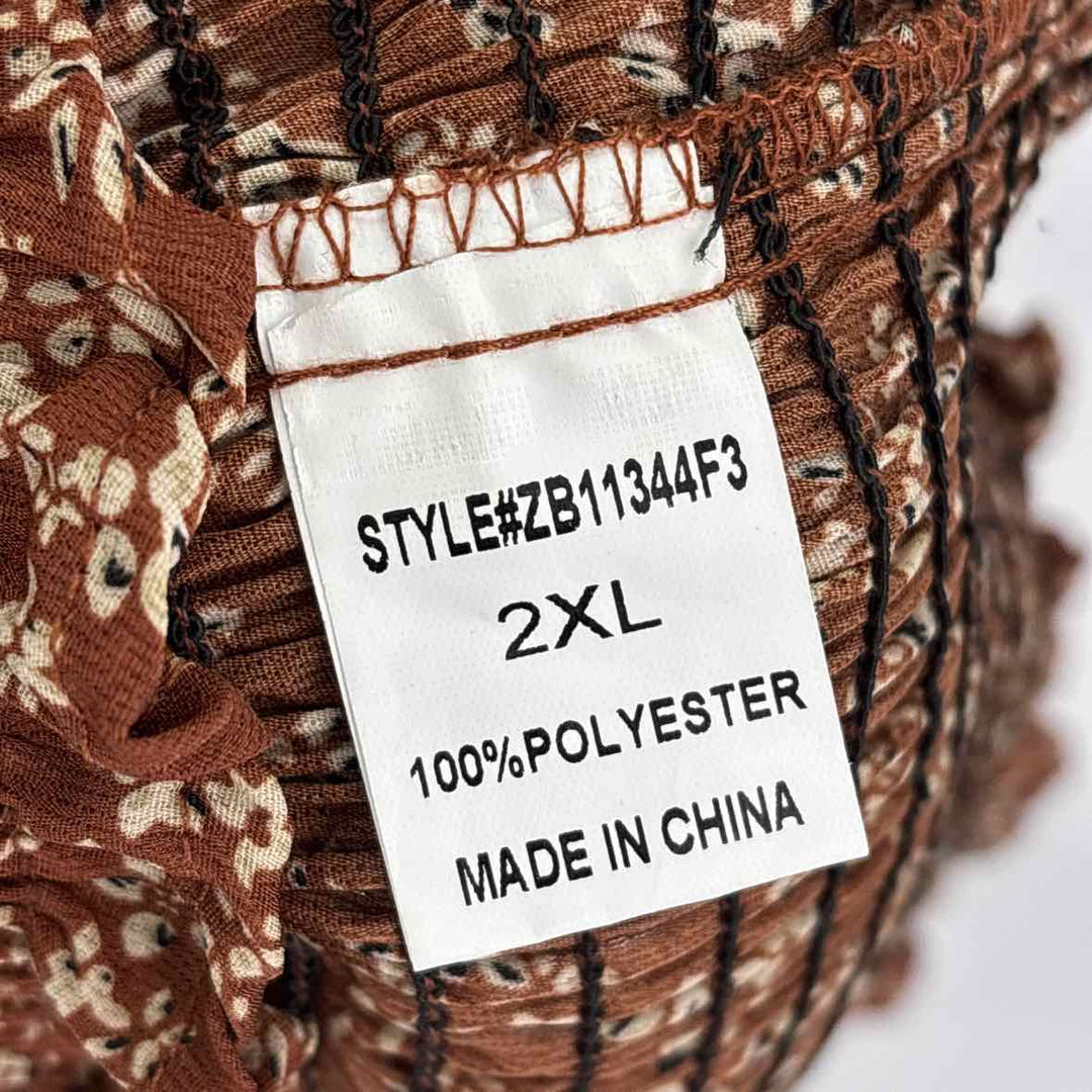 Size 2X Brown Print Dress