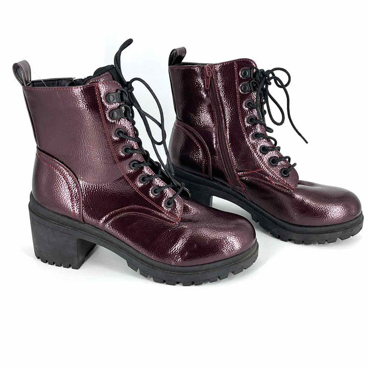 Shoe Size 7.5 ROUGE Burgundy PATENT Boots