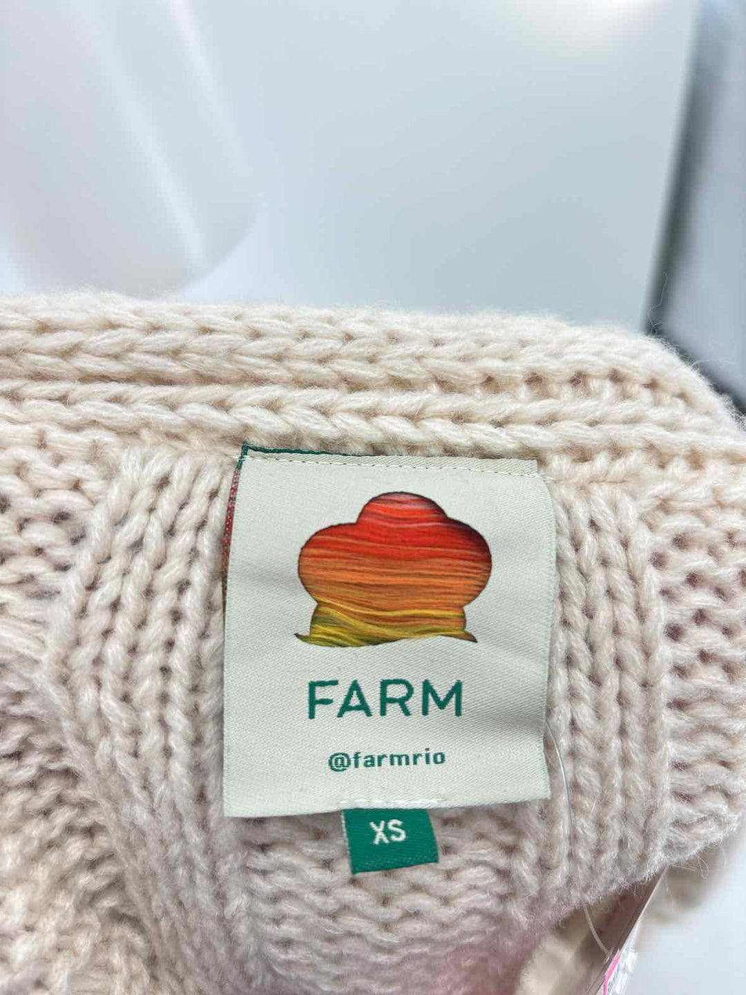 Size XS FARM RIO Ivory Knit Cardigan
