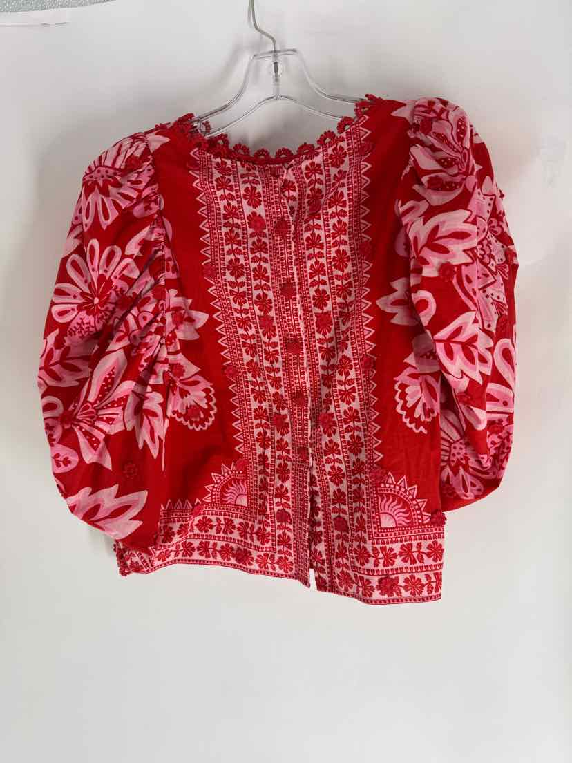 Size M FARM RIO Red Print Shirt