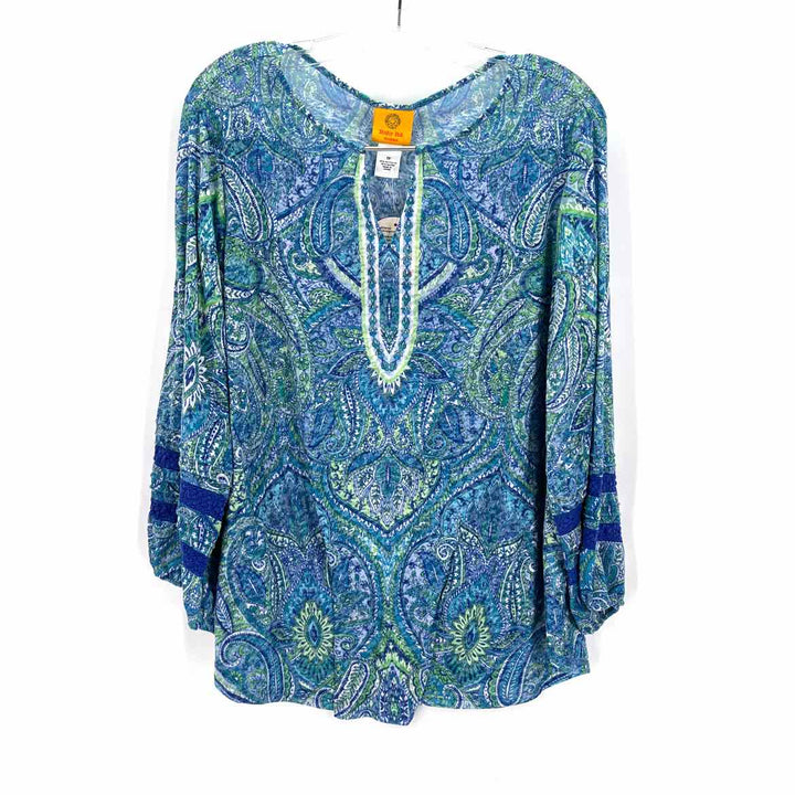 Size 1X Ruby Rd Multi-Color Crochet Knit Shirt