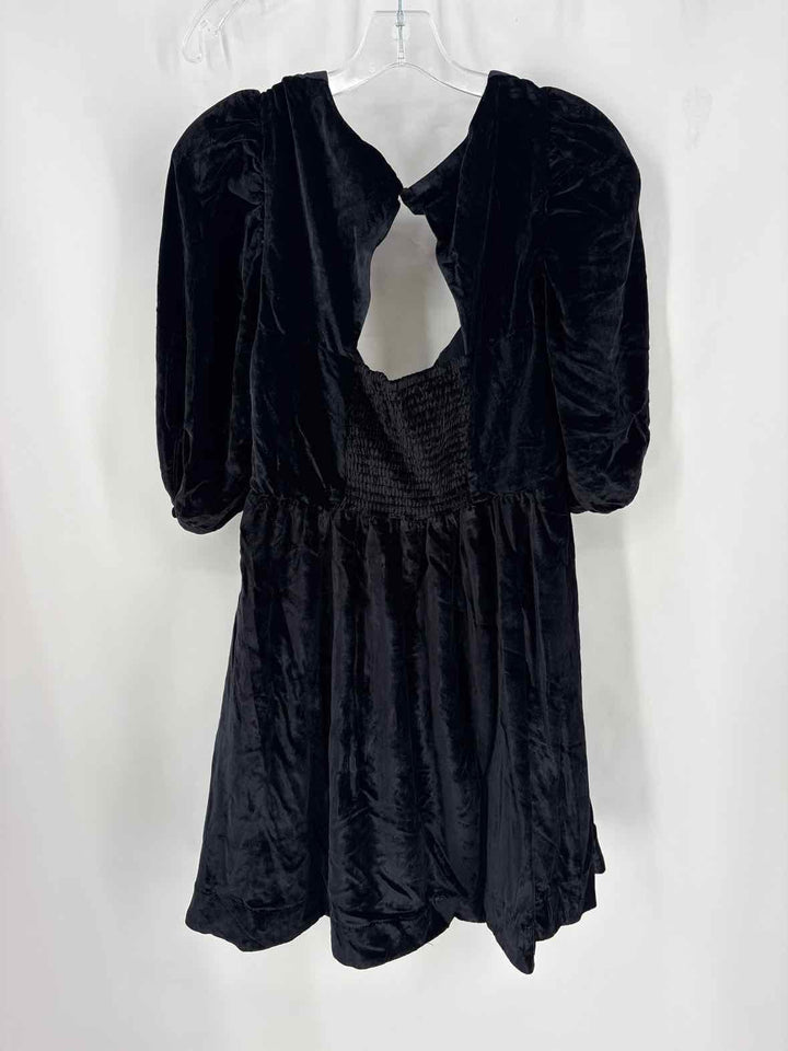 Size L Anthropologie Black Velour Dress