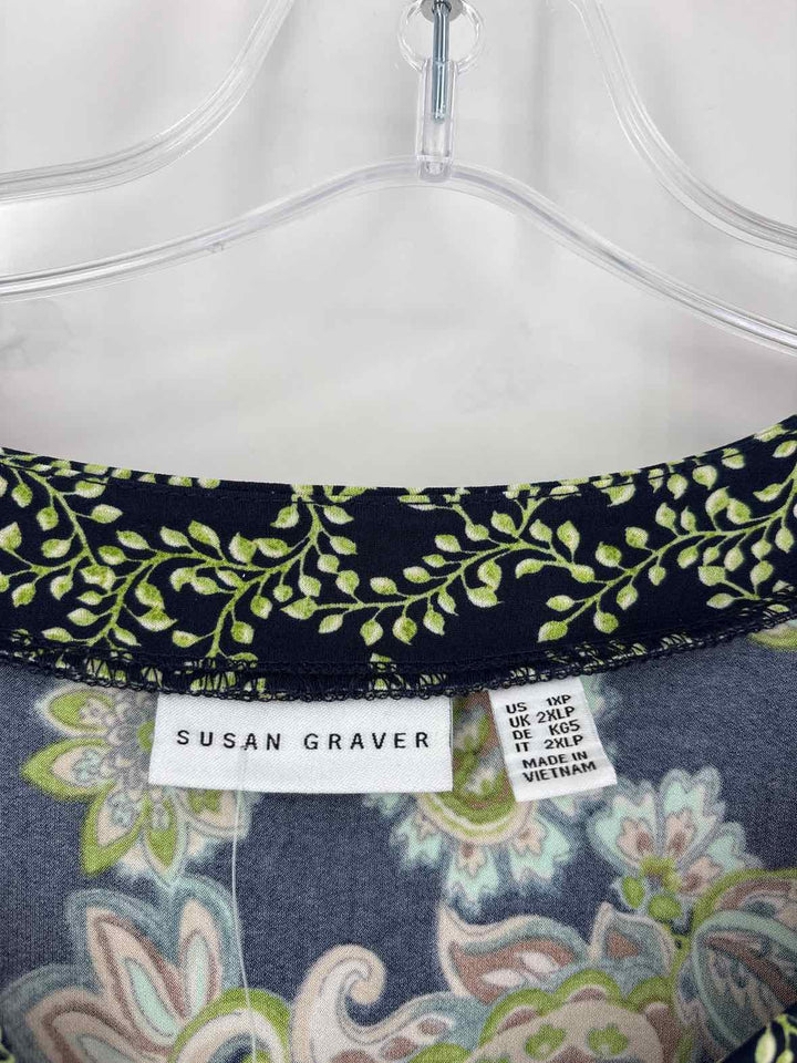 Size 1X SUSAN GRAVER Green Dress