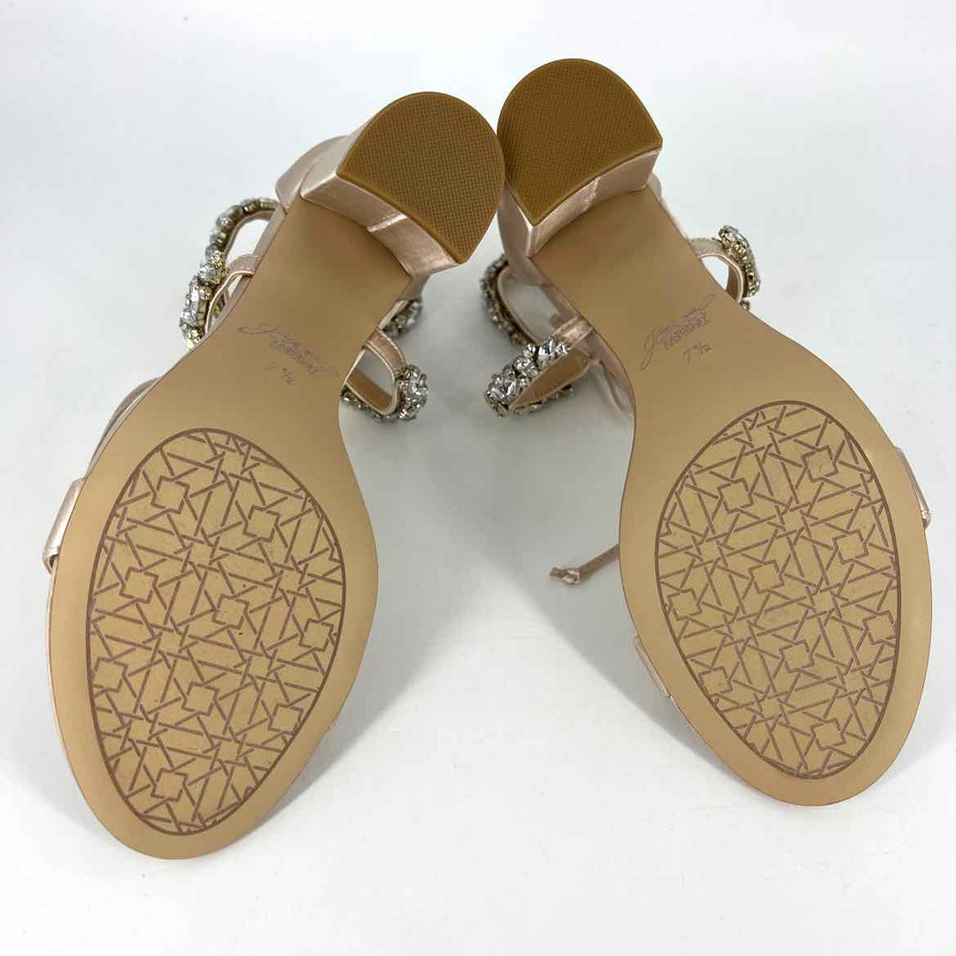 Shoe Size 7.5 Badgley Mischka Champagne Satin Luxury - Sandals