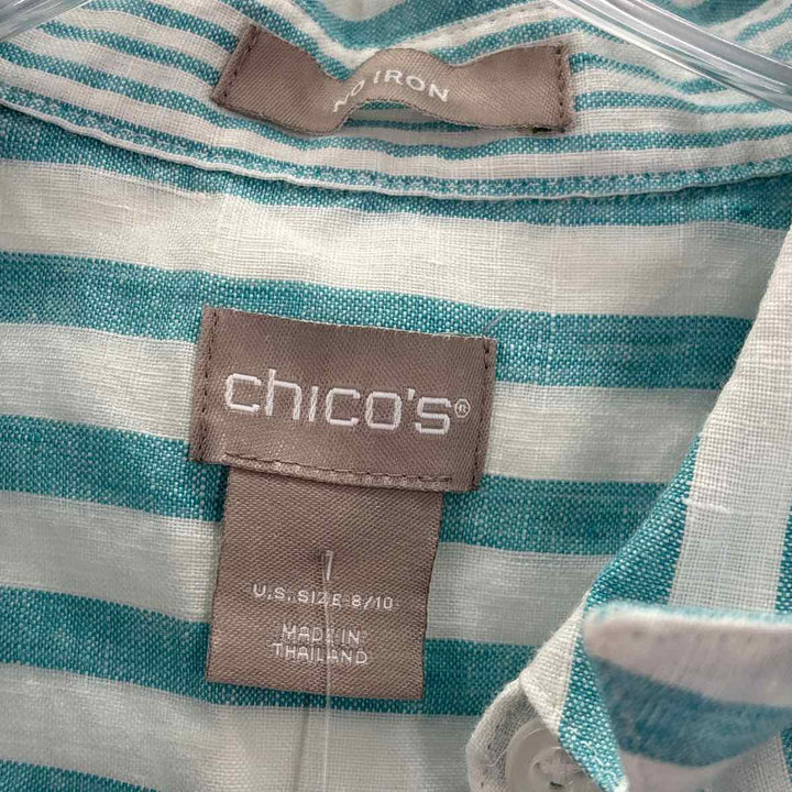 Size M Chico's Aqua Linen Shirt
