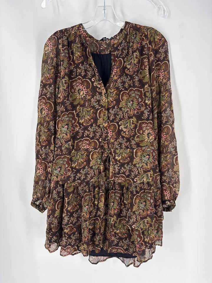 Size S PAIGE Brown Print Dress