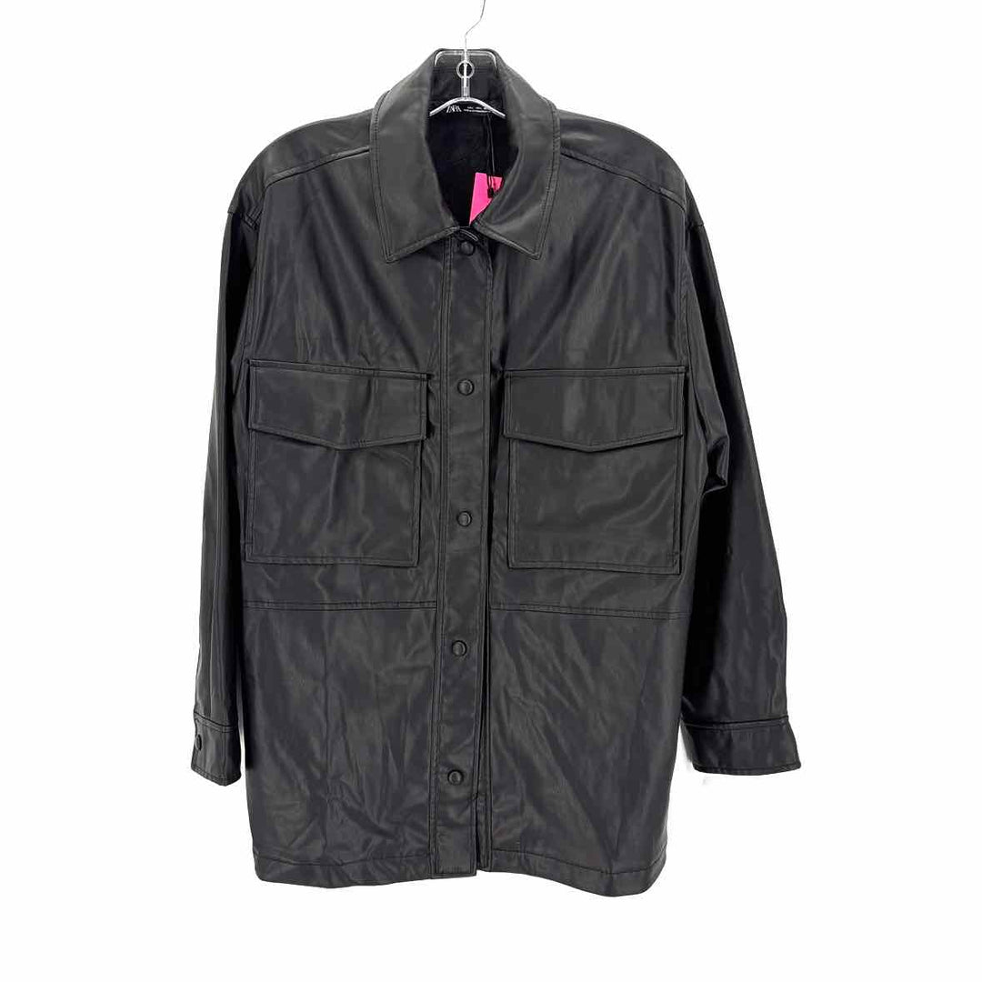 Size L ZARA Black Faux Leather Jacket