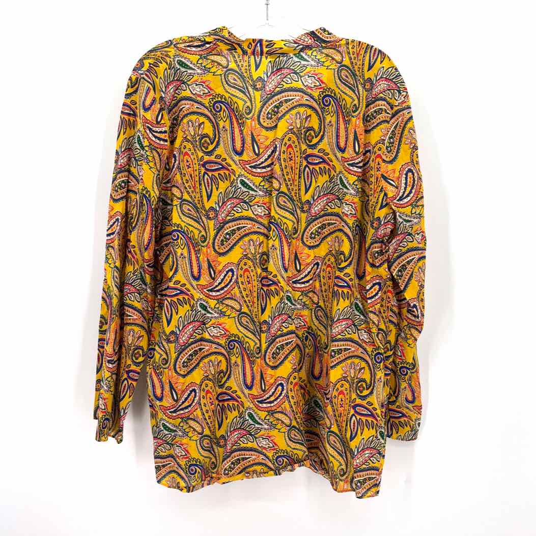 Size 1X LAUREN RALPH LAUREN Yellow Print Shirt