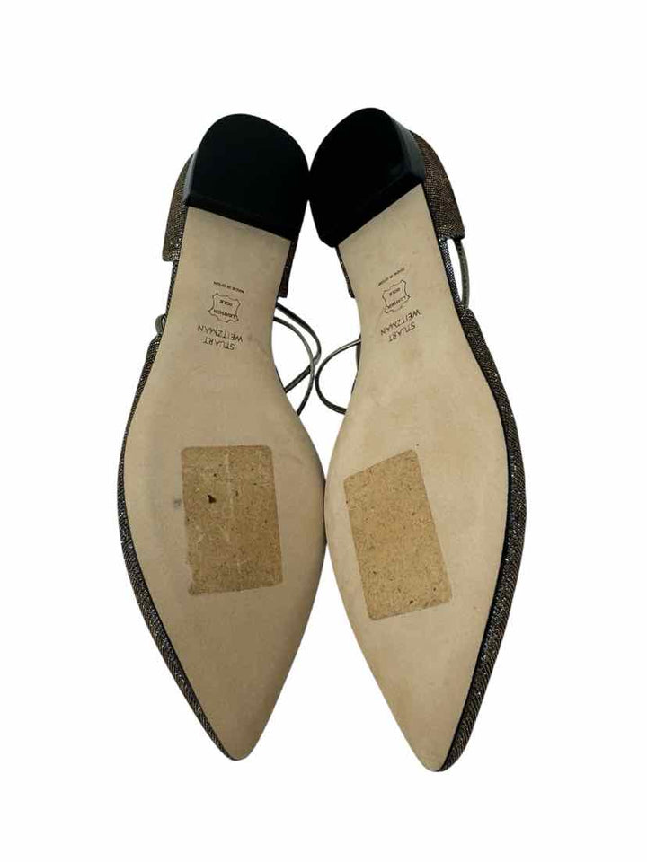 Shoe Size 10 Stuart Weitzman Silver Flats