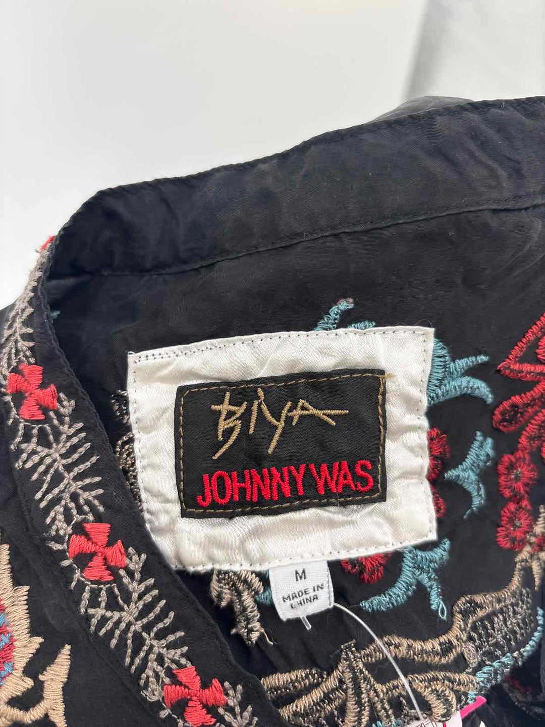 Size M Johnny Was Black Silk Shirt