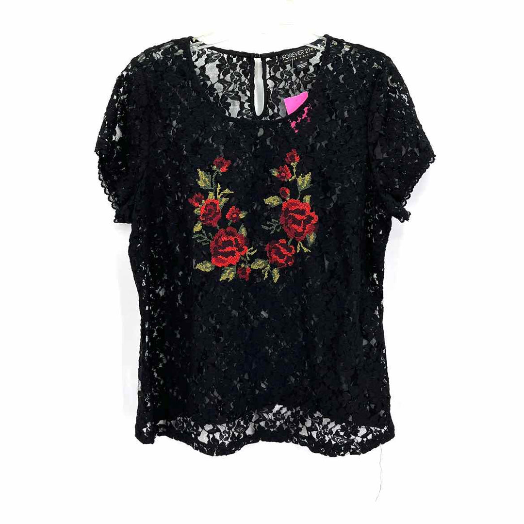 Size 1X Forever 21 Black Lace Shirt
