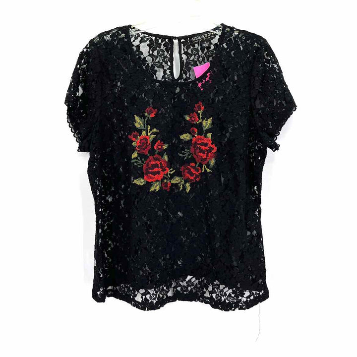 Size 1X Forever 21 Black Lace Shirt