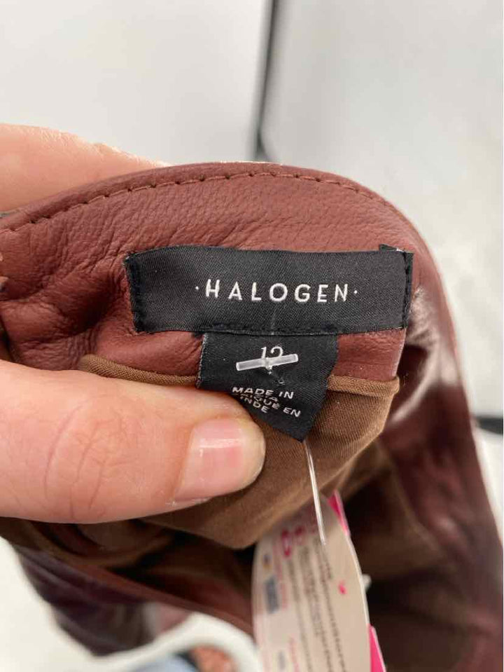 Size 12 HALOGEN Brown Leather Skirt