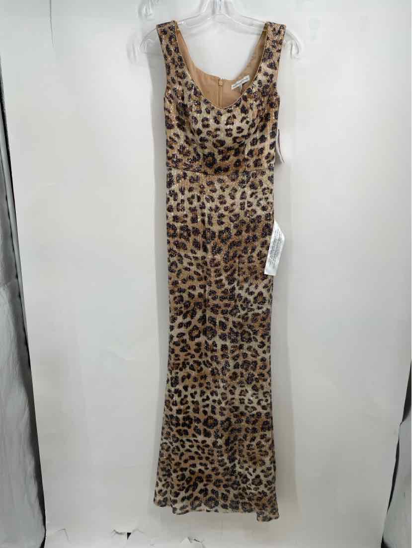 Size S DRESS THE POPULATION Brown Sequined Dress