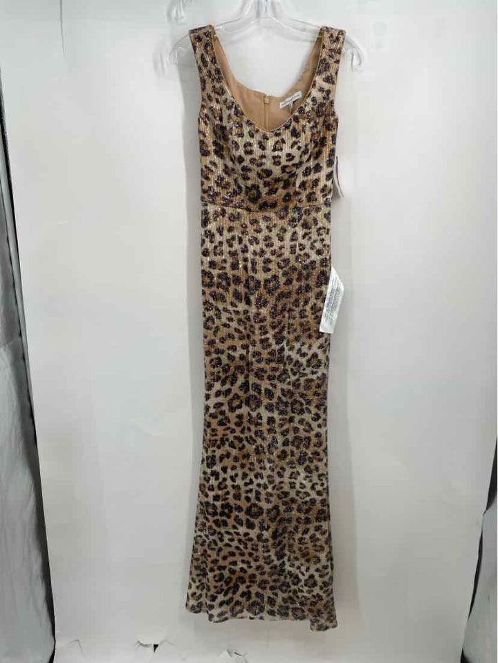 Size S DRESS THE POPULATION Brown Sequined Dress