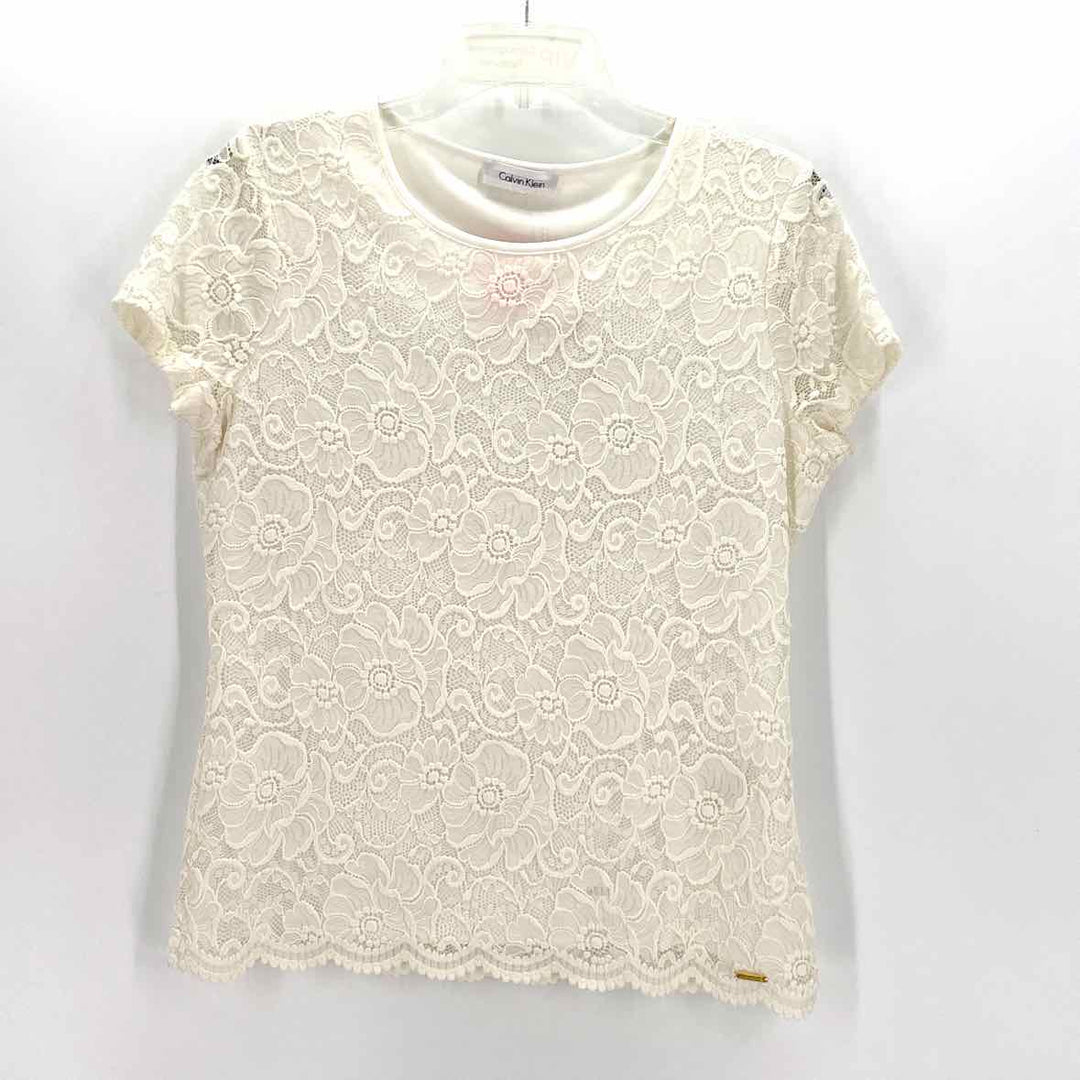 Size M Calvin Klein Ivory Lace Shirt