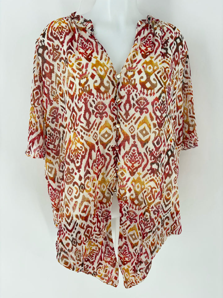 Size 2X ORANGE PRINT Shirt