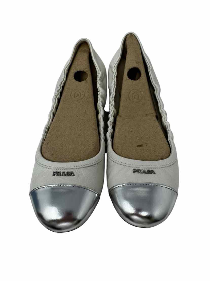 Shoe Size 39 PRADA Ivory Leather Luxury - Flats