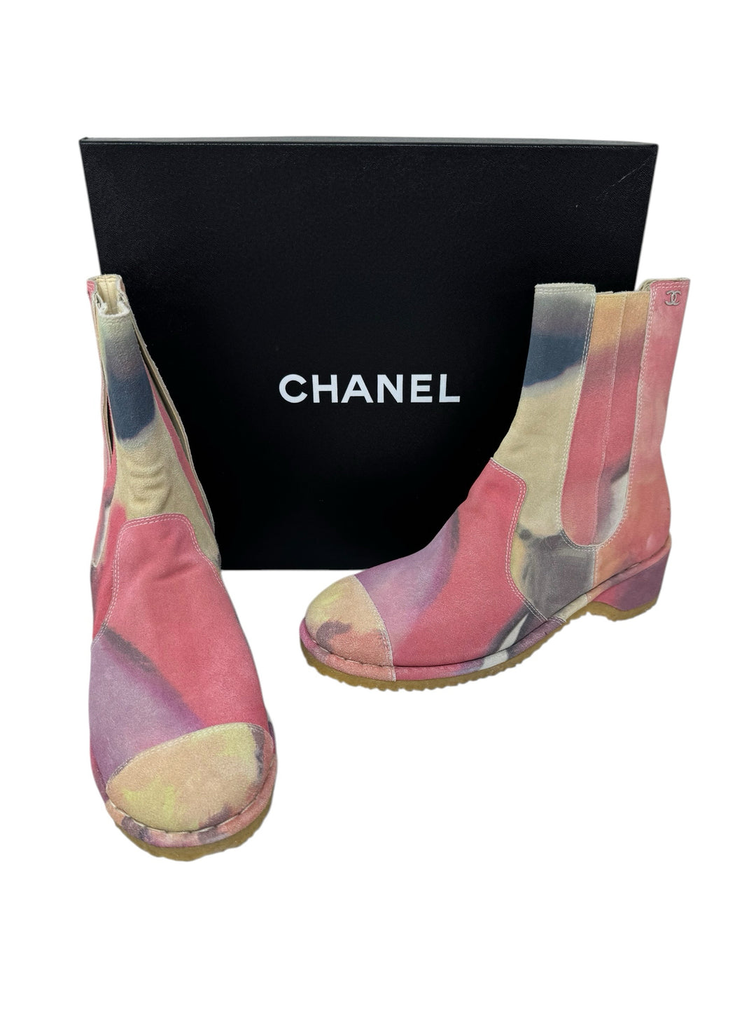 Shoe Size 38.5 Chanel Multi-Color Suede Luxury - Boots