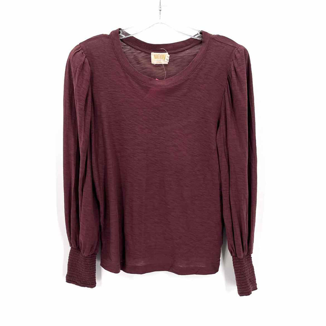 Size S NATION Burgundy Cotton Shirt