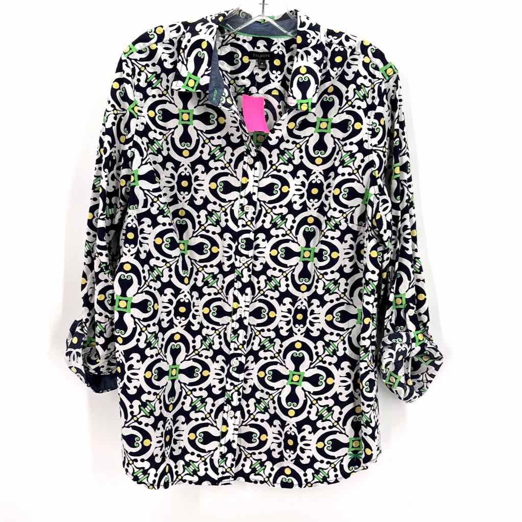 Size 16 Talbots Navy Print Shirt
