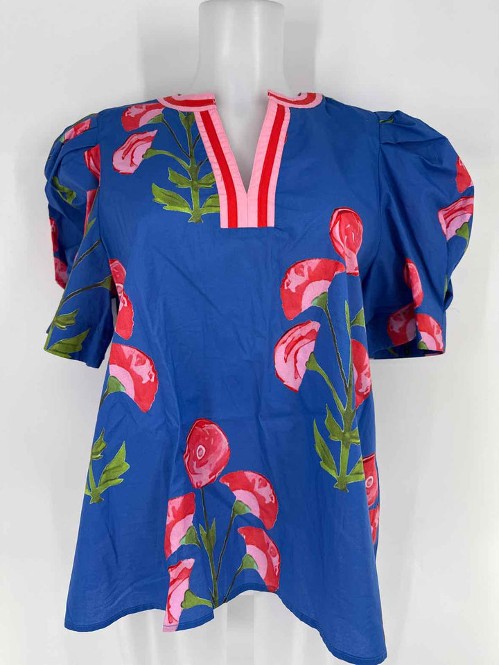 Size L ENTRO Blue Print Shirt