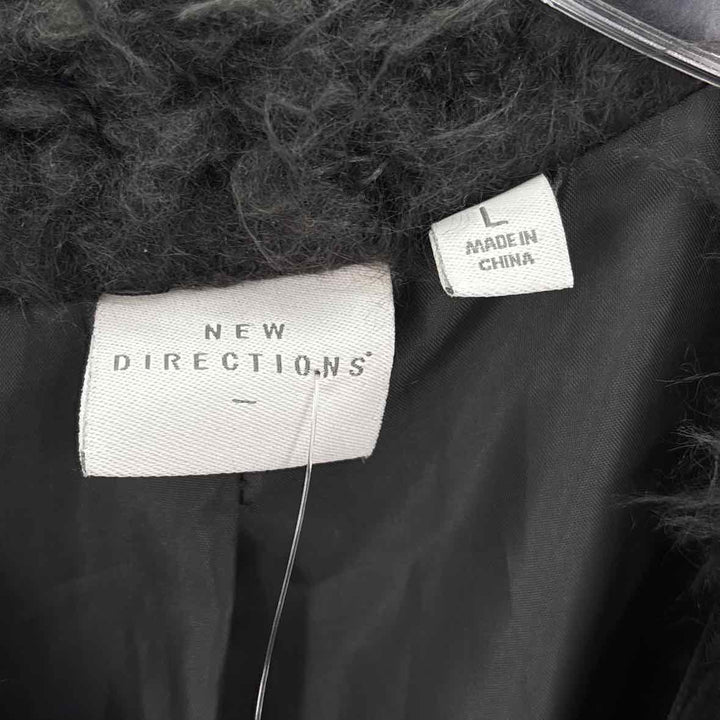 Size L NEW DIRECTION Black Faux Fur Coat