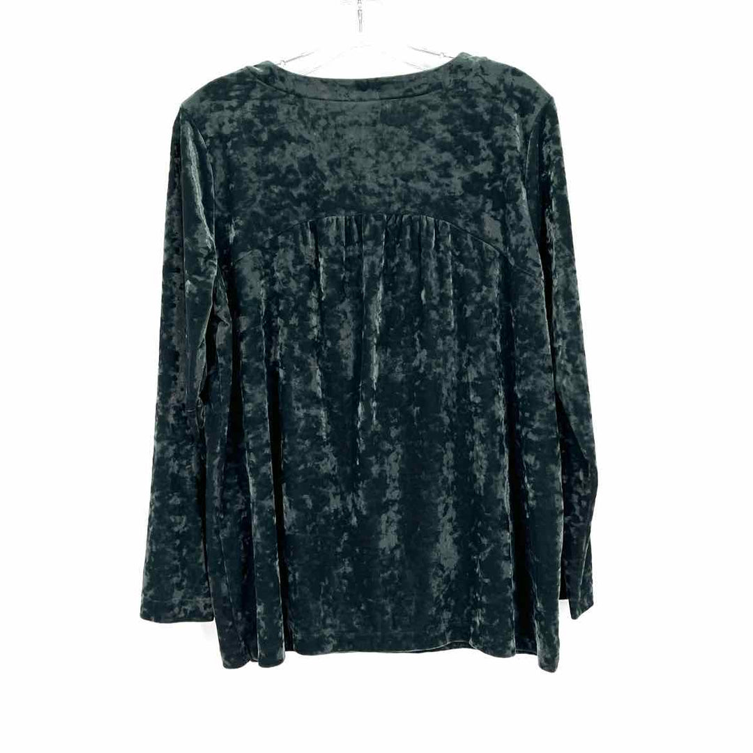 Size L J.JILL Forest Green Velour Shirt