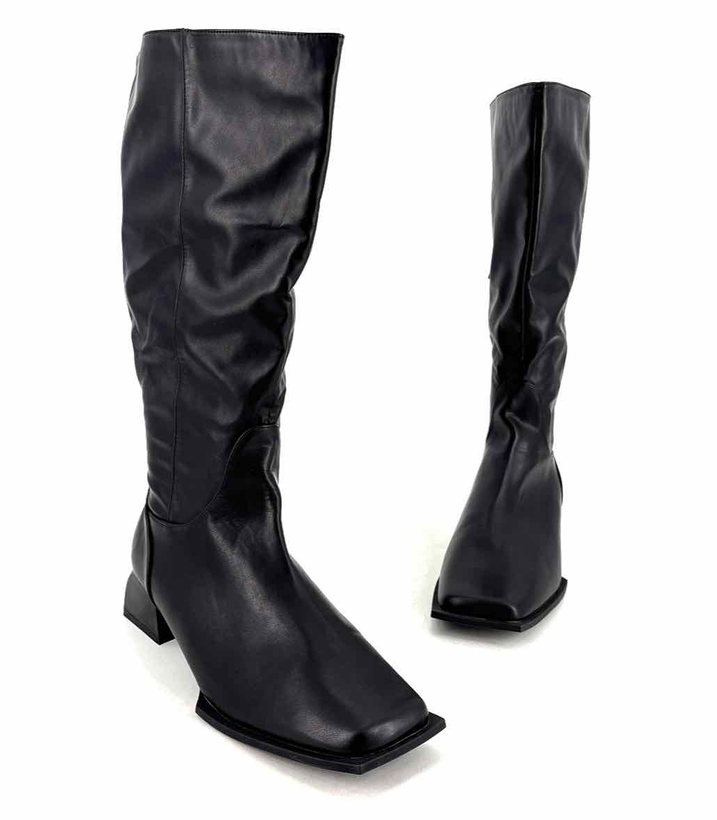 Shoe Size 9 Black Faux Leather Boots