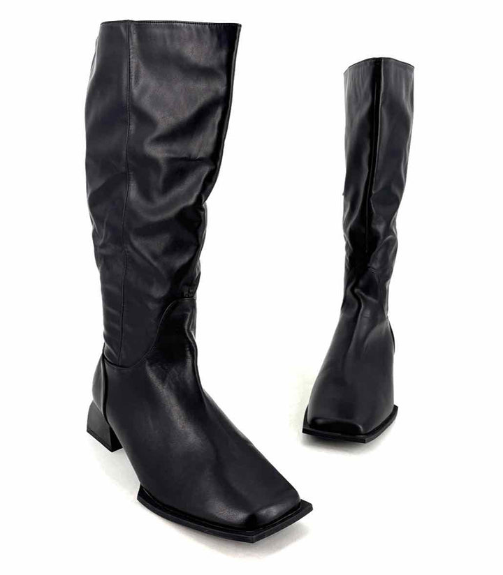 Shoe Size 9 Black Faux Leather Boots