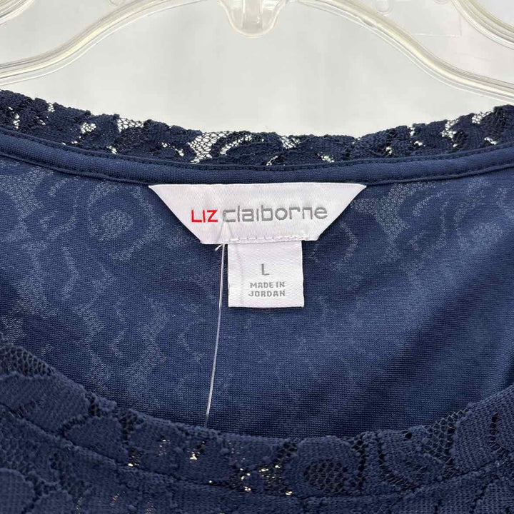 Size L LIZ CLAIBORNE Navy Lace Shirt