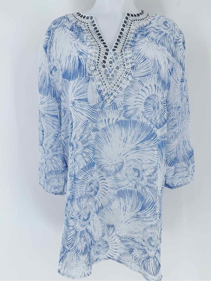 Size L Chico's Blue Print Shirt