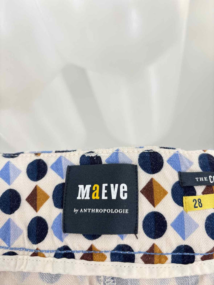 Size 28 MAEVE Blue Print Shorts