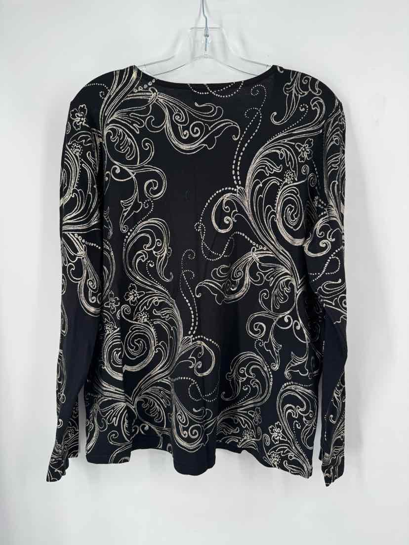 Size L Chico's Black Print Shirt