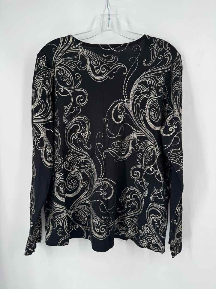 Size L Chico's Black Print Shirt