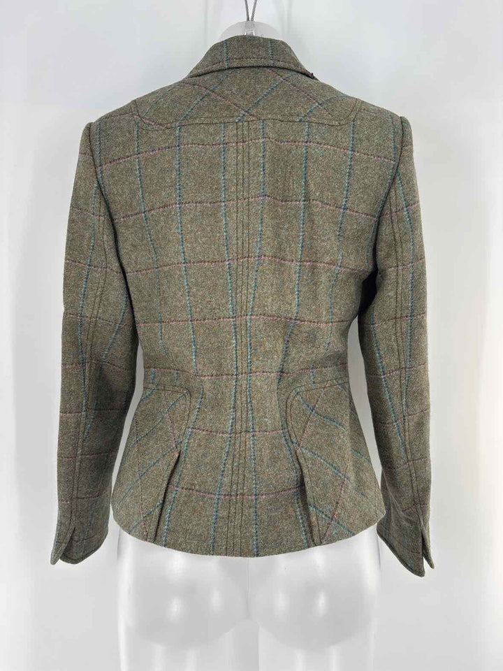 Size 8 Brooks Brothers Green Print Blazer